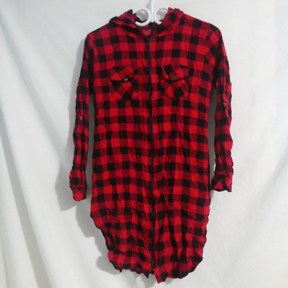 Classic Red and Black Flannel Plaid | xl | Full Zip-Up Front | Roll Tabs | NWOT
